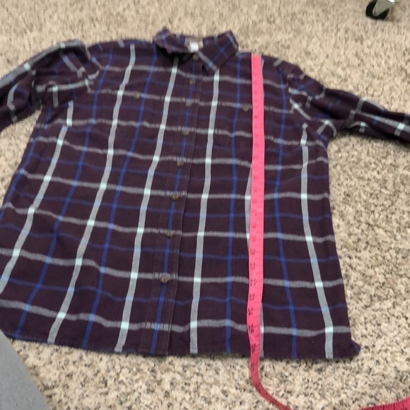 Duluth Trading Company Button Down Shirt Size Small Purple Plaid Flannel - Picture 8 of 9